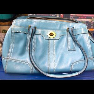 Coach might blue leather bag